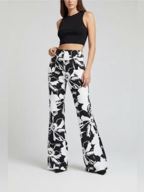 NWT LuLaRoe Emery Black and White Wide Leg Floral Pants Sz 2XL
